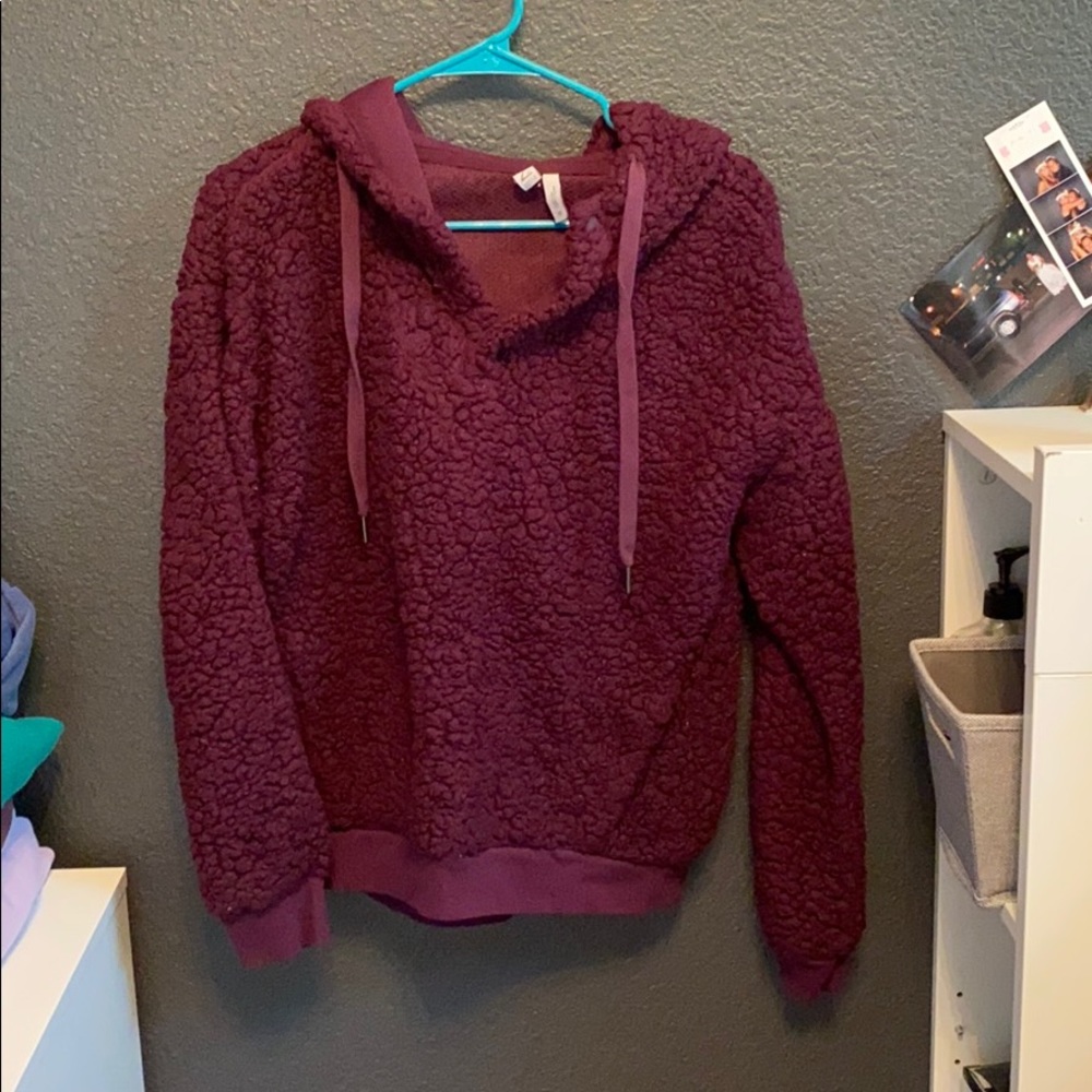 Maroon Fuzzy Hoodie